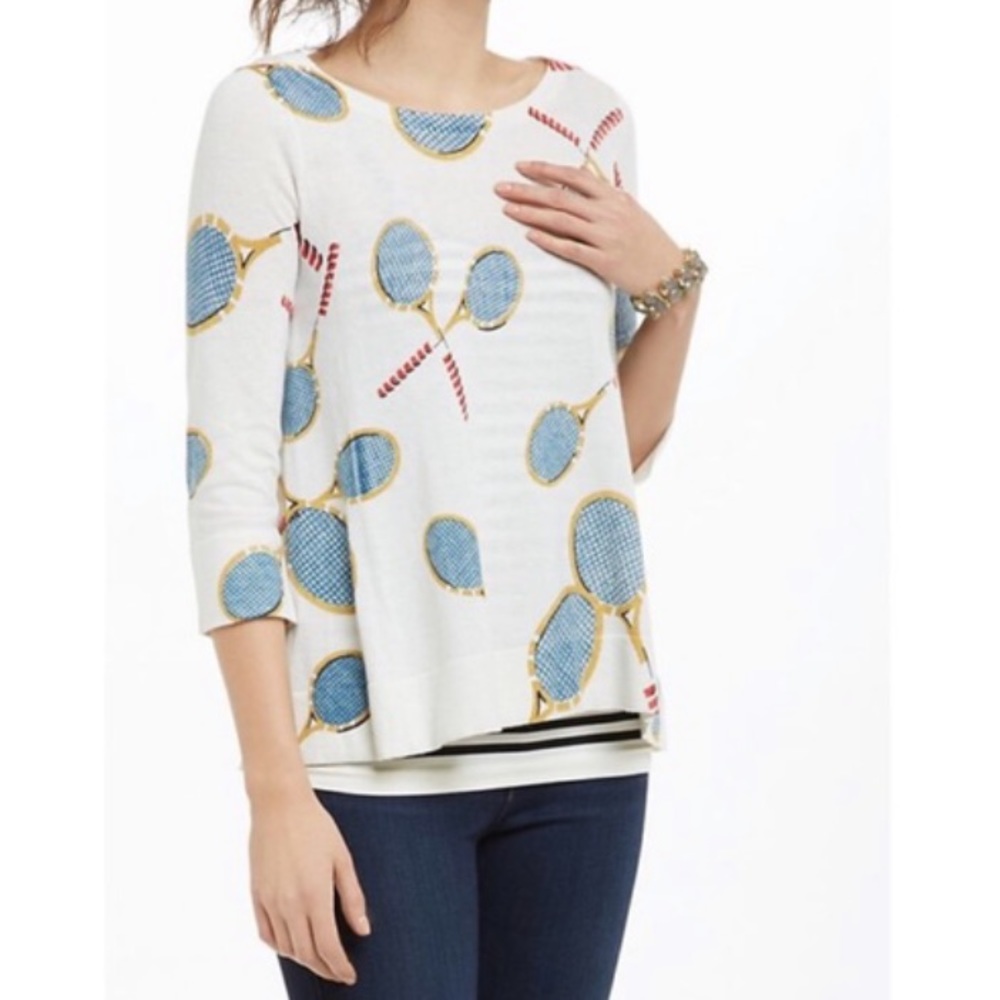 Anthropologie Tennis Racket Sweater Top